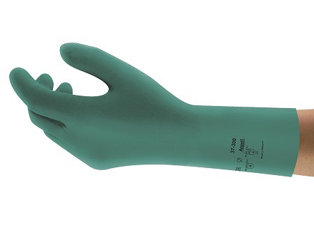 Ansell AlphaTec 37-300 Green Nitrile Work Gloves, Size 8, Nitrile Coating