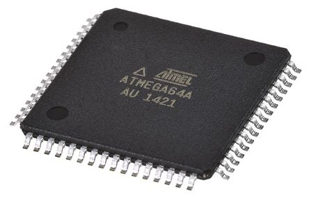 Microchip ATMEGA64A-AU, 8 bit AVR, ATMEGA64A Microcontroller, 16 MHz, 64kB FLASH, 64-Pin TQFP