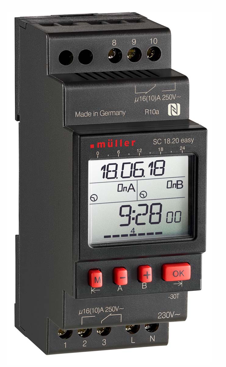 Muller Digital DIN Rail Time Switch 230 V ac, 2-Channel