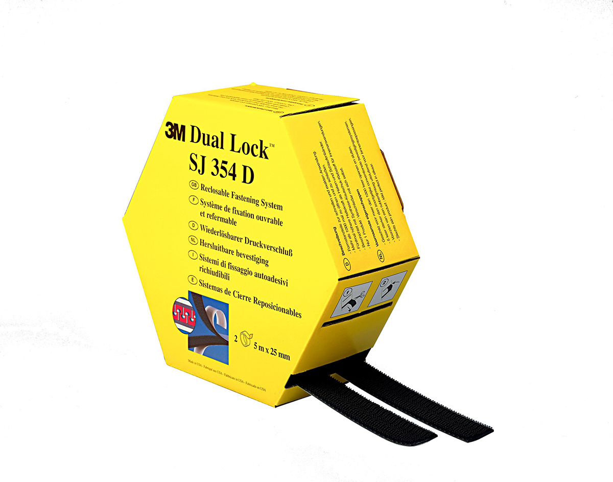 3M Black Hook & Loop Tape, 25mm x 5m