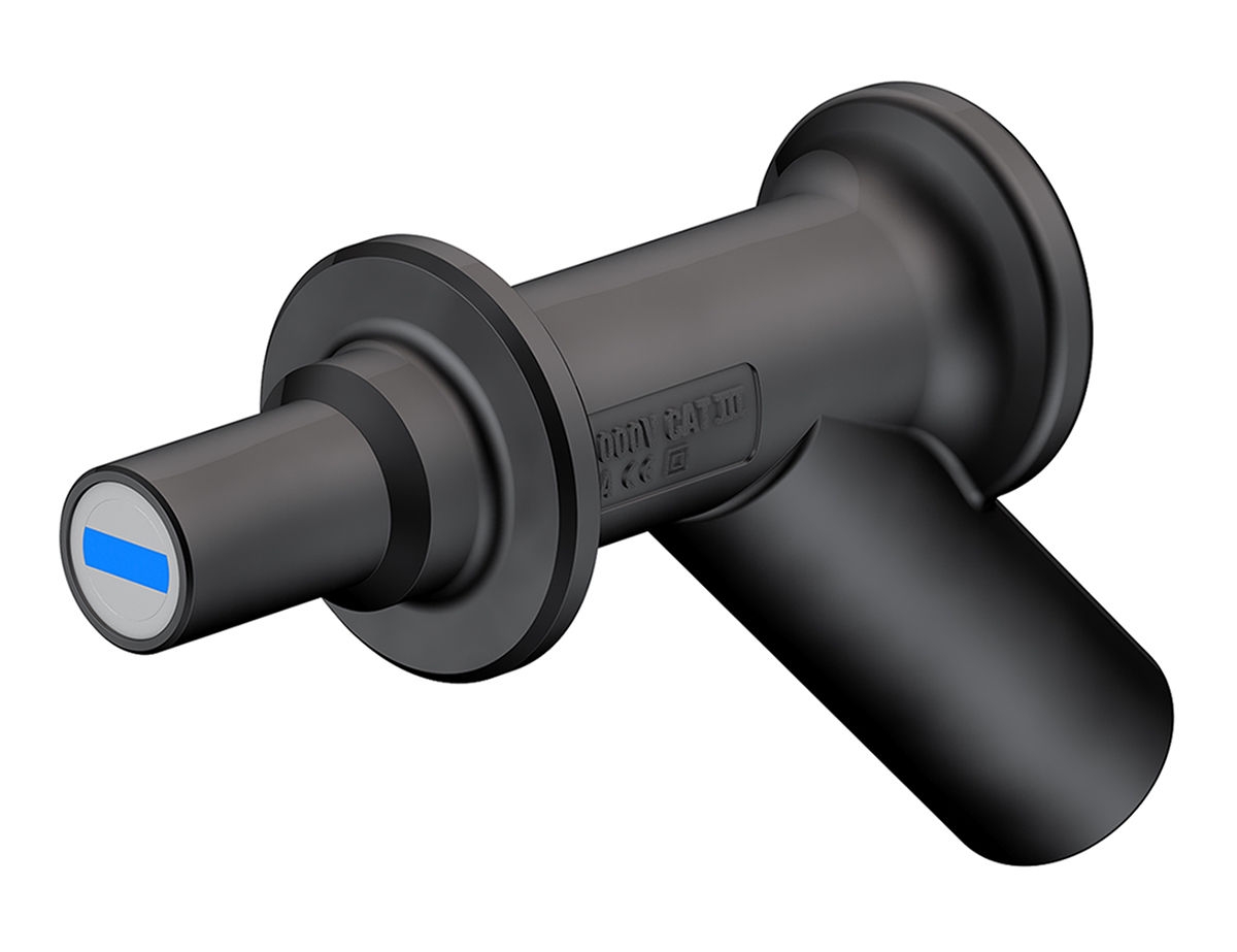 Staubli Black, Male to Female Test Connector Adapter and Nickel Plated - Socket Size: 4mm