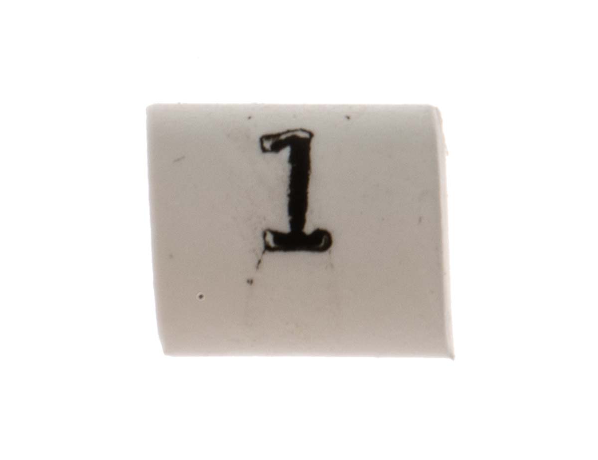 TE Connectivity Heat Shrink Cable Markers, White, Pre-printed "1", 1 → 3mm Cable, TRSA-1019/C/1/1