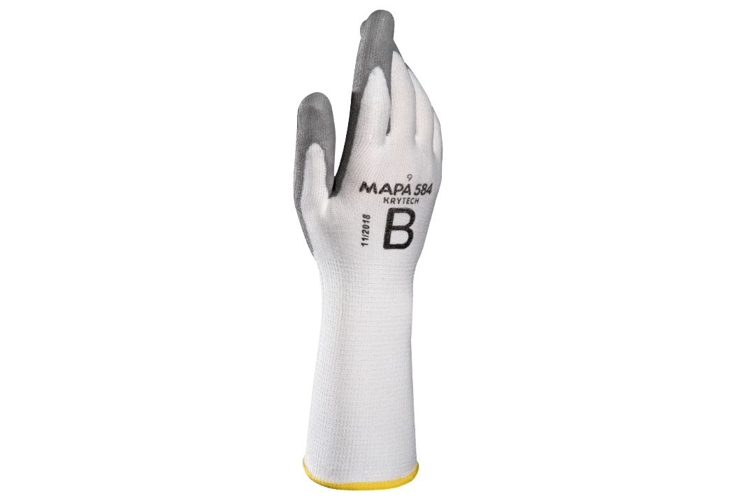 Mapa KRYTECH 584 Grey, White High Density Polyethylene High Density Polyethylene Cut Resistant Gloves, Size 11,