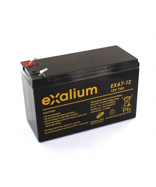 Exalium 12V F1 Lead Acid Battery, 7Ah