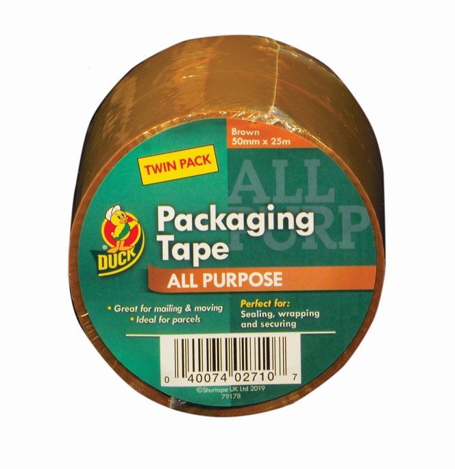 DUCK TAPE Brown Packing Tape, 25m x 50mm