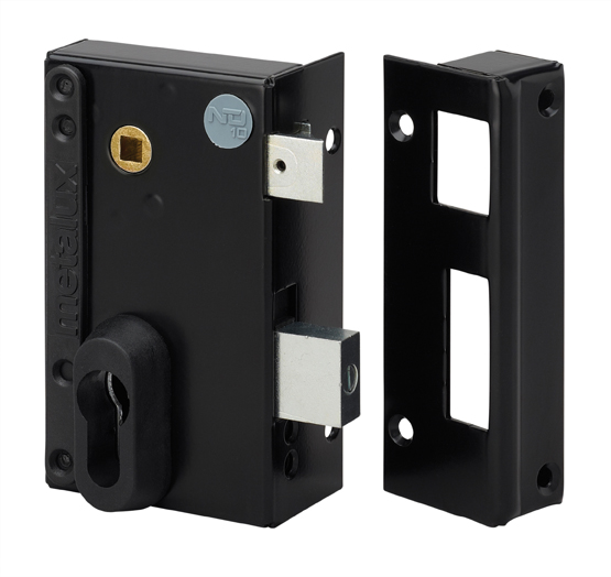 Dom Metalux Black Steel Rim Lock, Key Unlock