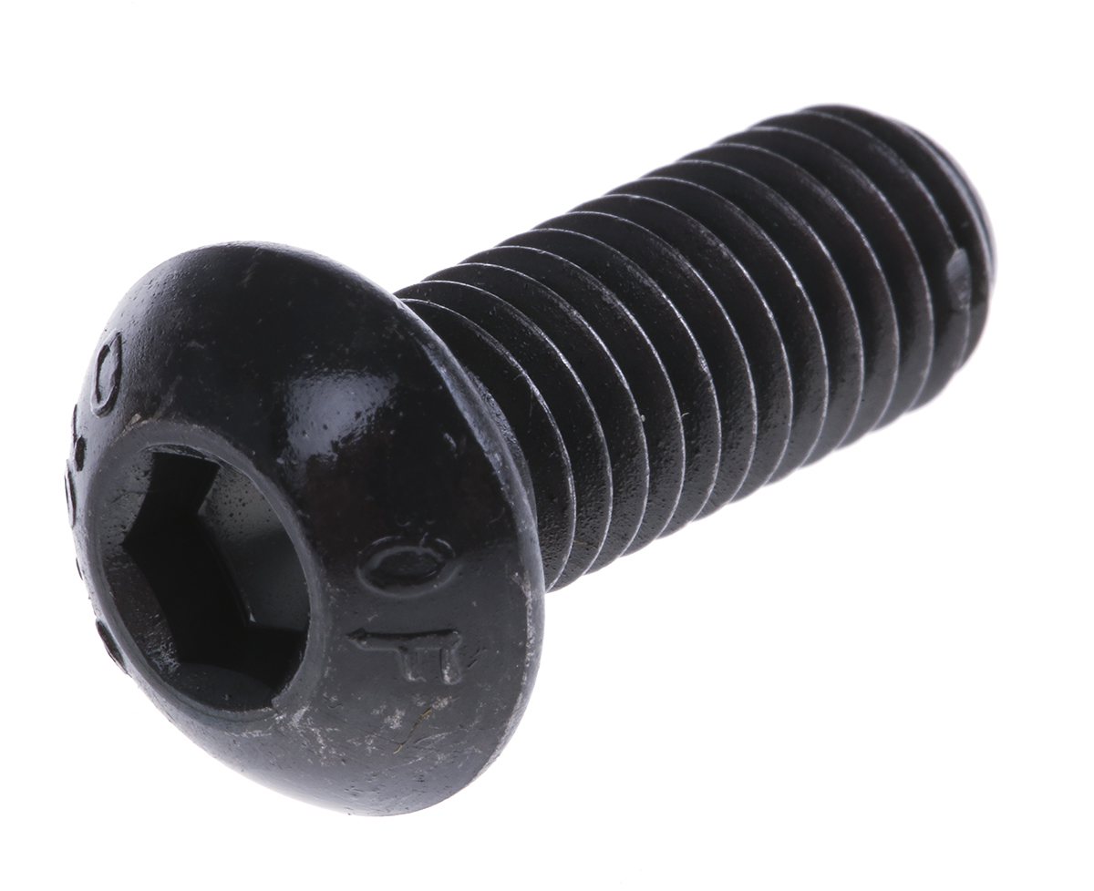 RS PRO Black, Self-Colour Steel Hex Socket Button Screw, ISO 7380, M8 x 20mm