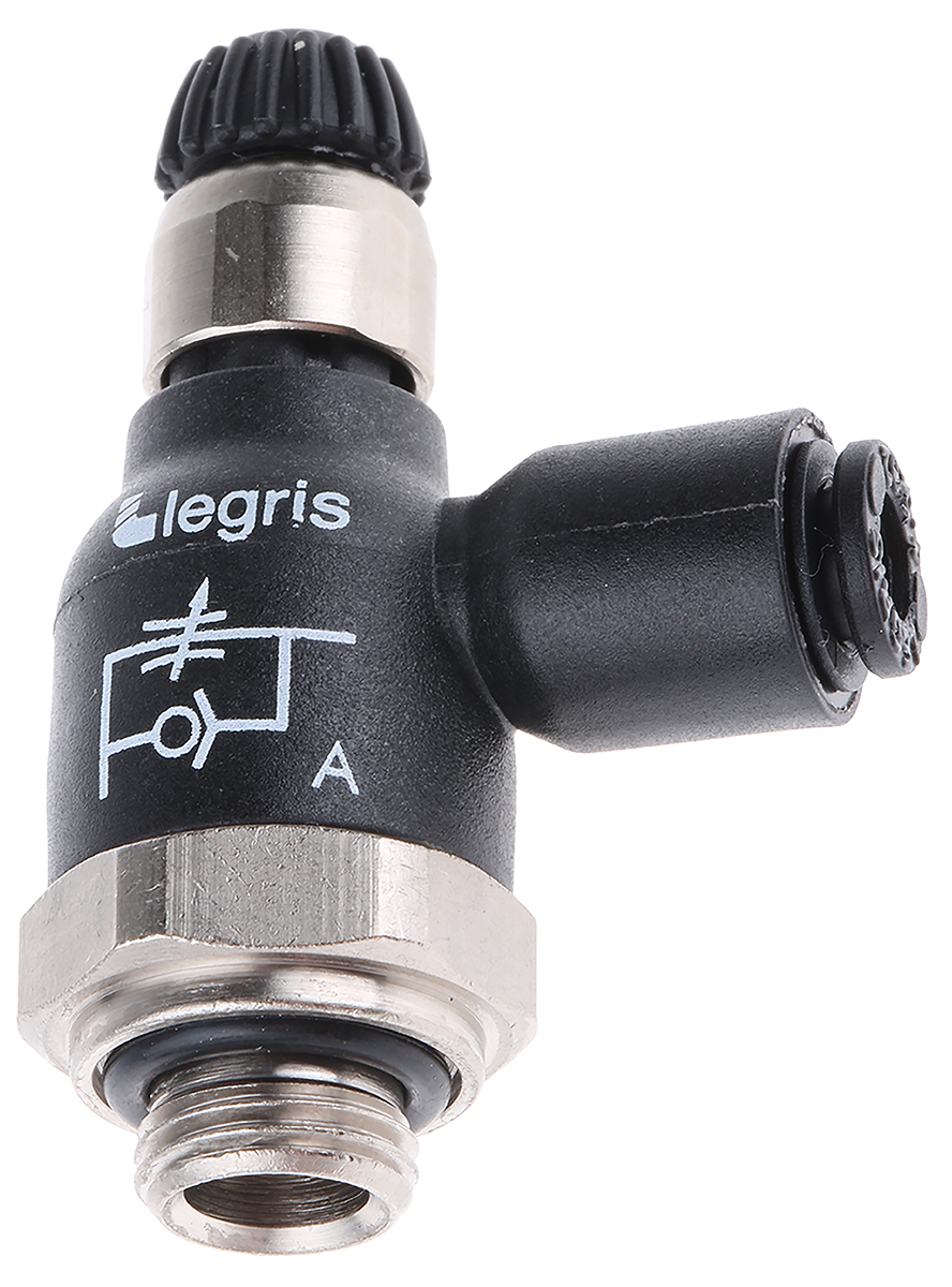 Legris 7060 Series Threaded Exhaust Regulator, G 1/8 Male Inlet Port x 4mm Tube Outlet Port