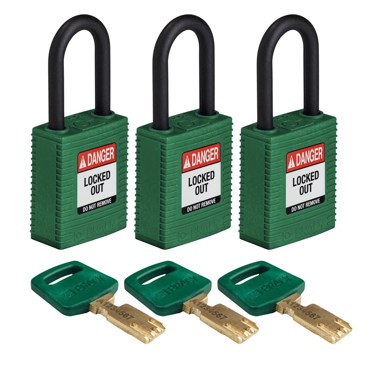 Brady LOTO-101 Key Weatherproof Nylon, Plastic Padlock, Keyed Alike, 6.35mm Shackle, 38.00mm Body