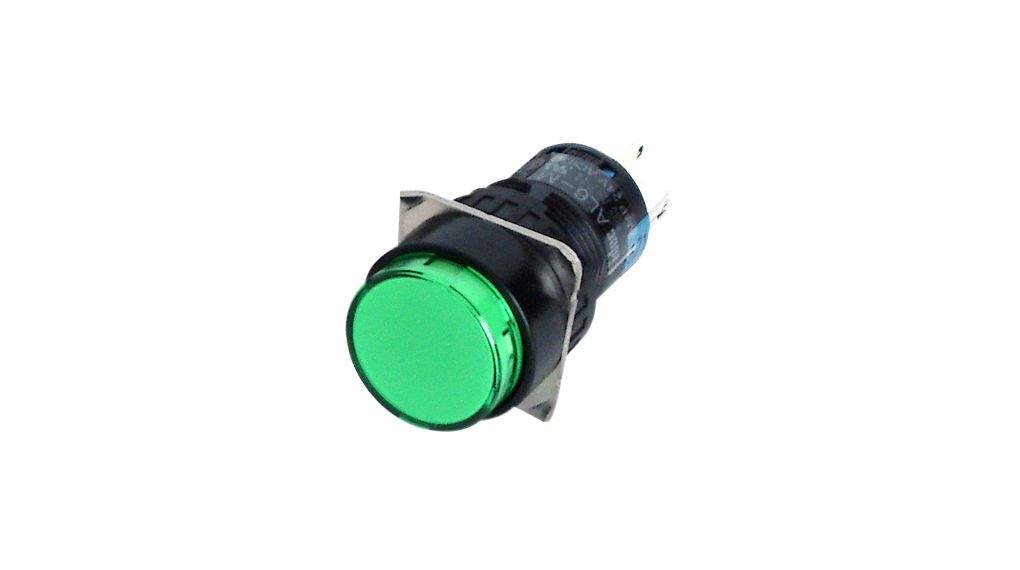 Idec AL6M Series Illuminated Push Button Switch, Momentary, Panel Mount, 16.2mm Cutout, 2CO, 24V, IP65