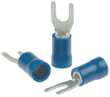 RS PRO Insulated Crimp Spade Connector, 1.5mm² to 2.5mm², 16AWG to 14AWG, M5 Stud Size Vinyl, Blue