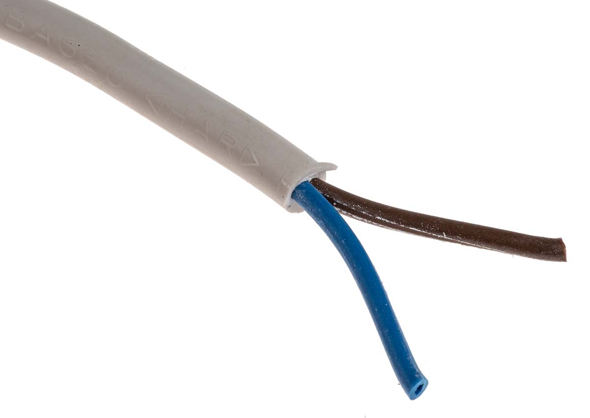 RS PRO 2182Y 0.75 mm² 2 Core Power Cable, H03VV-F, White PVC, 100m
