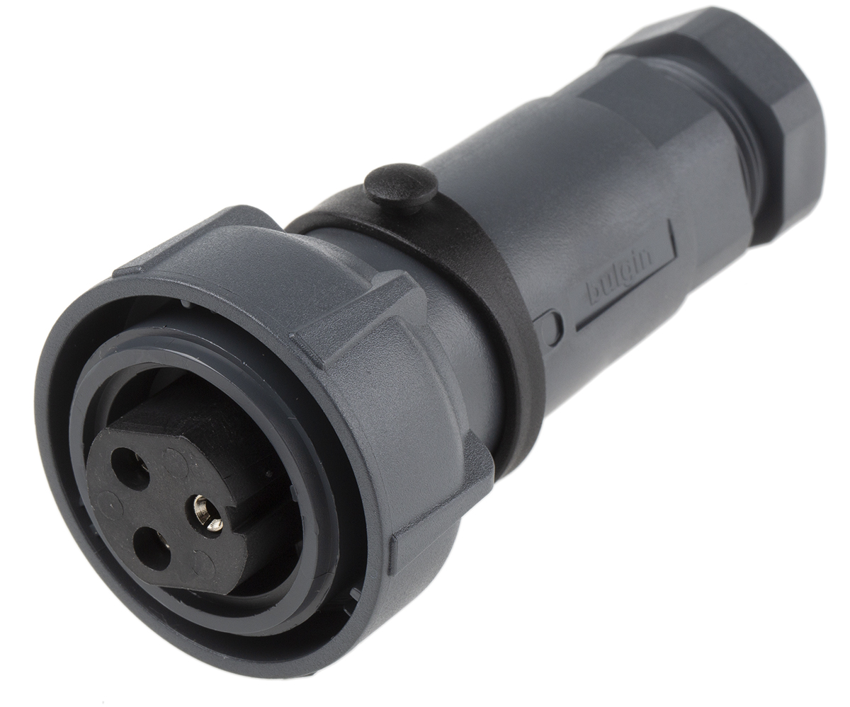 Bulgin Circular Connector, 3 Contacts, Cable, Standard Connector, Socket, Female, IP66, IP68, IP69K, Buccaneer 7000