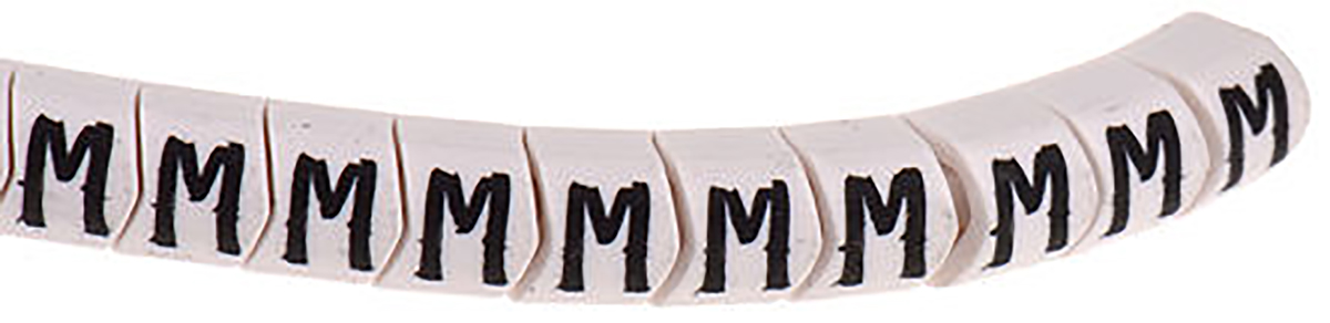 HellermannTyton HGDC Slide On Cable Markers, Black on White, Pre-printed "M", 1 → 3mm Cable, 901-10550