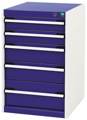 Bott 5 Drawer Storage Unit, Steel, 800mm x 525mm x 650mm, Blue, Grey