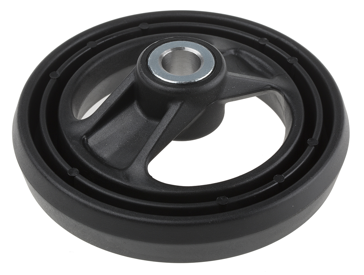 RS PRO Black Glass-Fibre Reinforced Technopolymer Hand Wheel, 126mm diameter