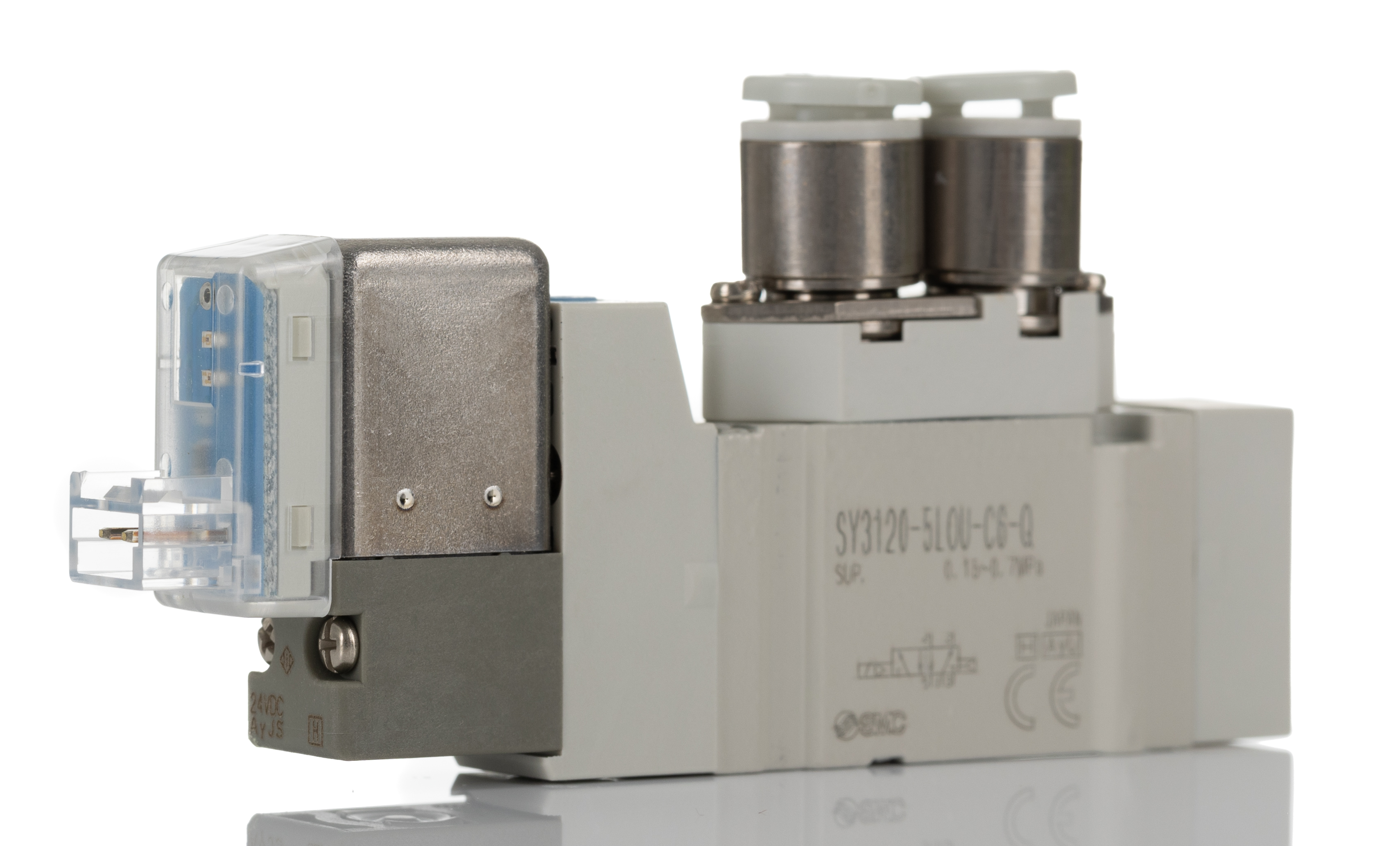 SMC 5/2 Pneumatic Control Valve - Solenoid/Pilot SY3000 Series 24V dc