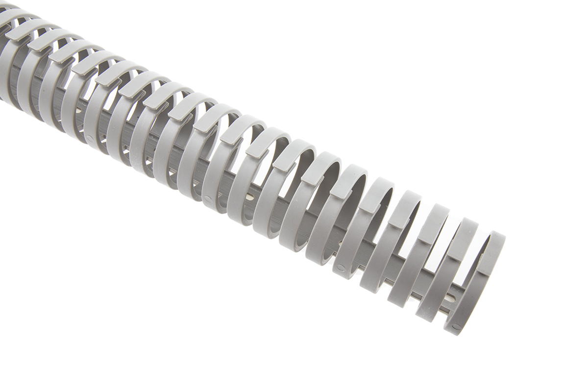 RS PRO Grey Slotted Flexible Panel Trunking - Flexible Slot, W40 mm x D40mm, L0.5m, Polypropylene