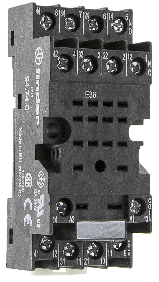 Finder 94 Relay Socket, for use with 55.32 - 55.34 Series Relays and 85.04 Series Timers