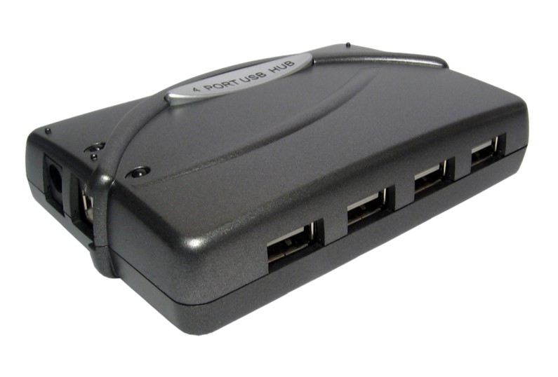 RS PRO 4 Port USB 2.0 USB A  Hub, AC Adapter - UK Plug Powered, 100 x 65 x 25mm