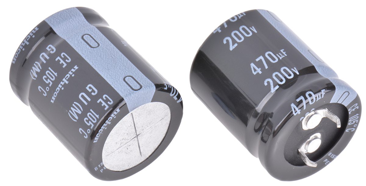 Nichicon 470μF Aluminium Electrolytic Capacitor 200V dc, Snap-In - LGU2D471MELA