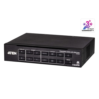 Aten 6 Port 4 Input 2 Output HDMI Switch 4096 x 2160 / 3840 x 2160