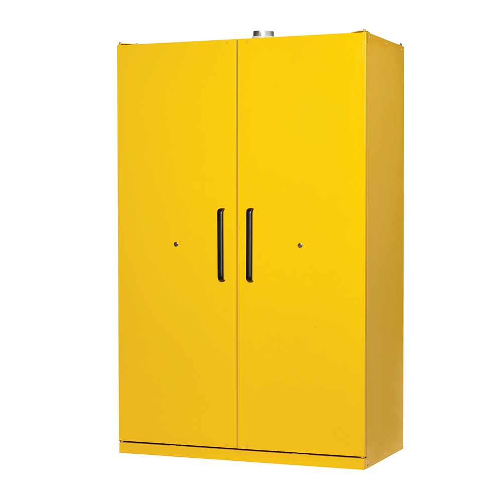 Justrite Yellow Galvanised Steel Lockable 2 Door Flammable Cabinet, 2070mm x 1200mm x 600mm
