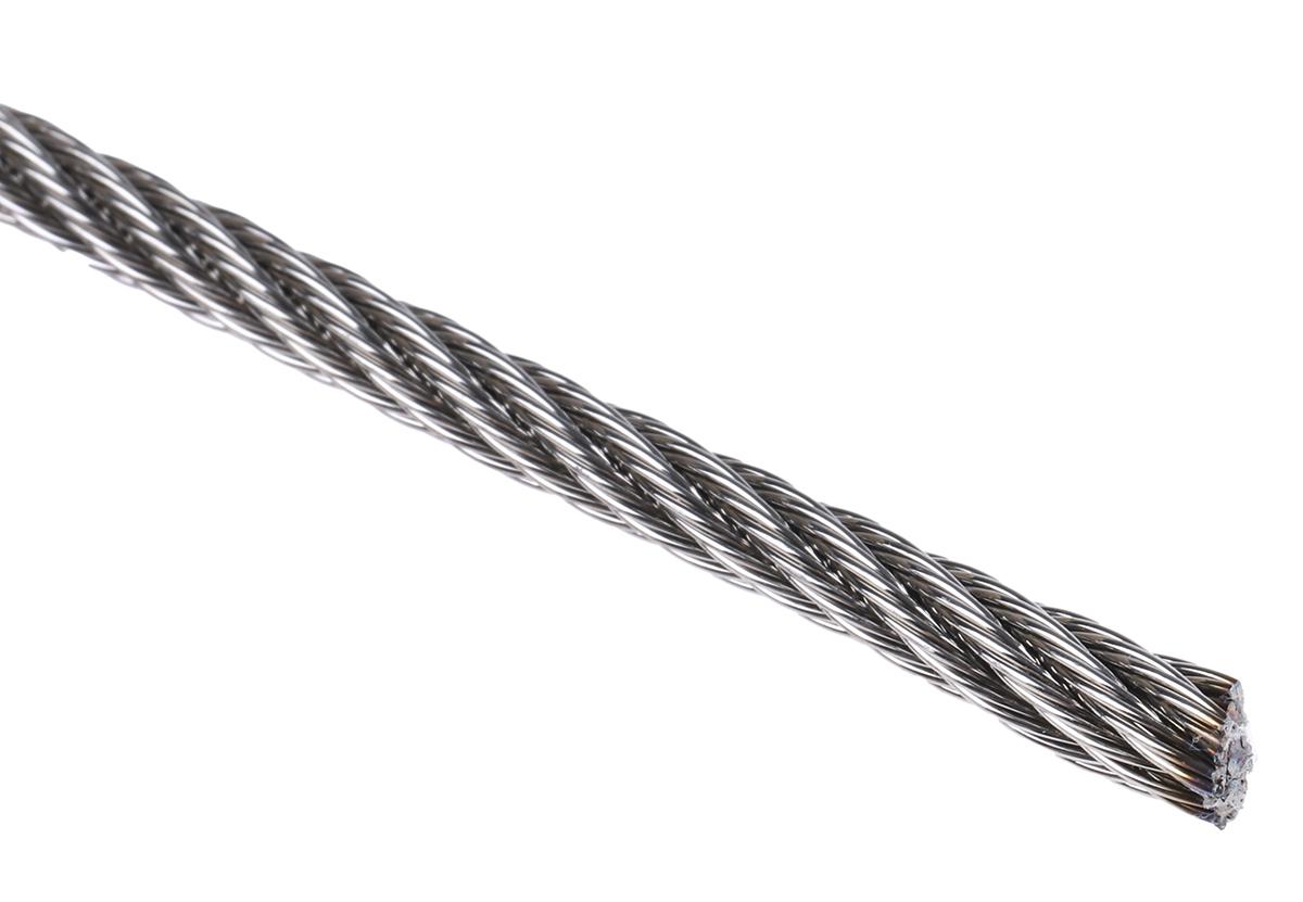 RS PRO Stainless Steel Wire Rope, 75m