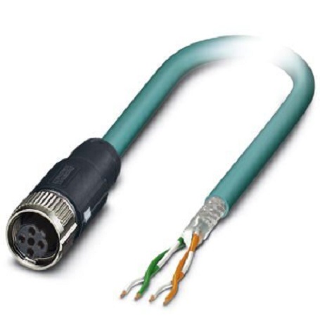 Phoenix Contact, 5m Cat5, Blue M12 to Female Unterminated, Shielded Shielded, Terminated