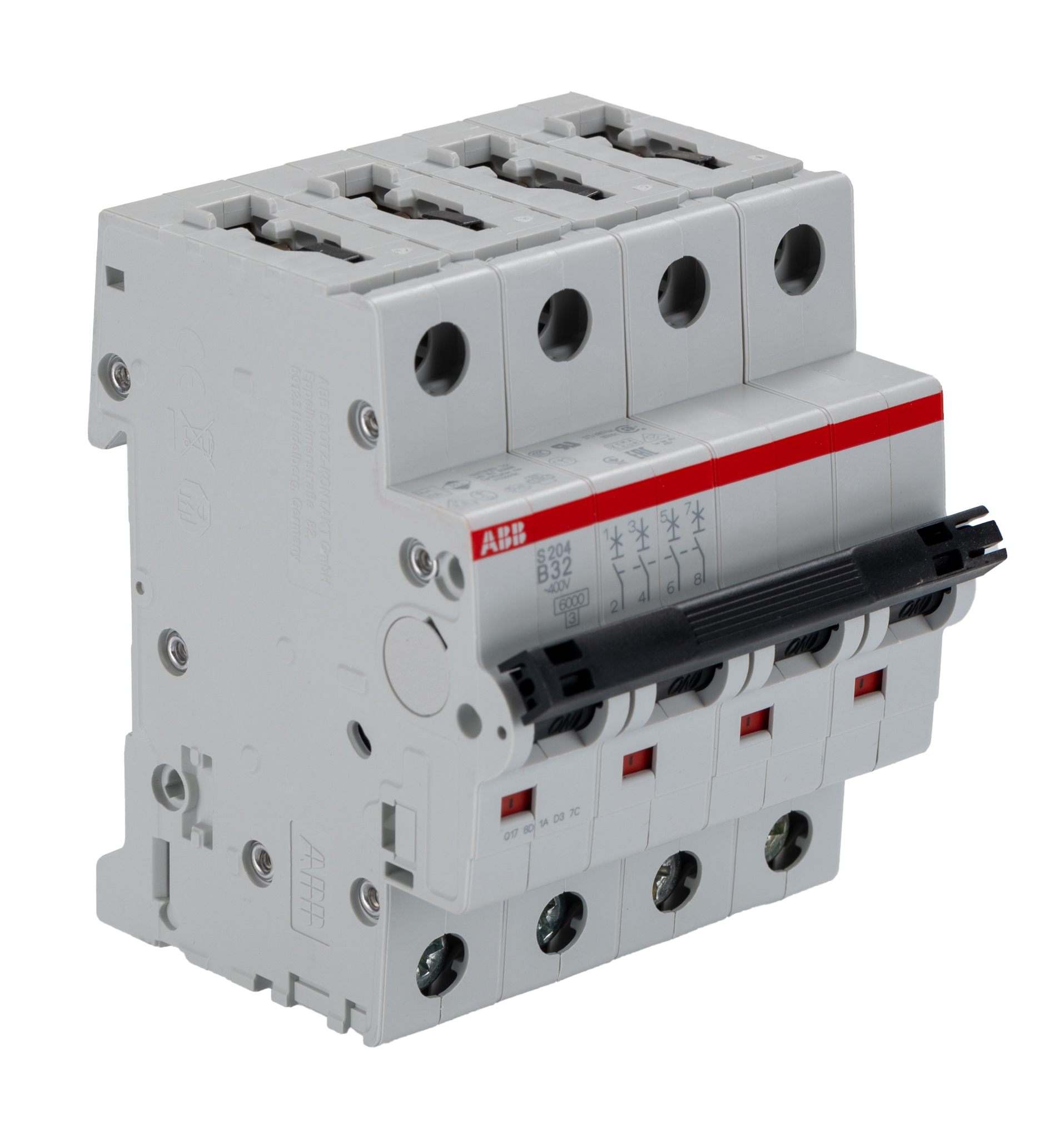 ABB System Pro M Compact S200 MCB, 4P, 32A Curve B, 400V AC, 10 kA Breaking Capacity