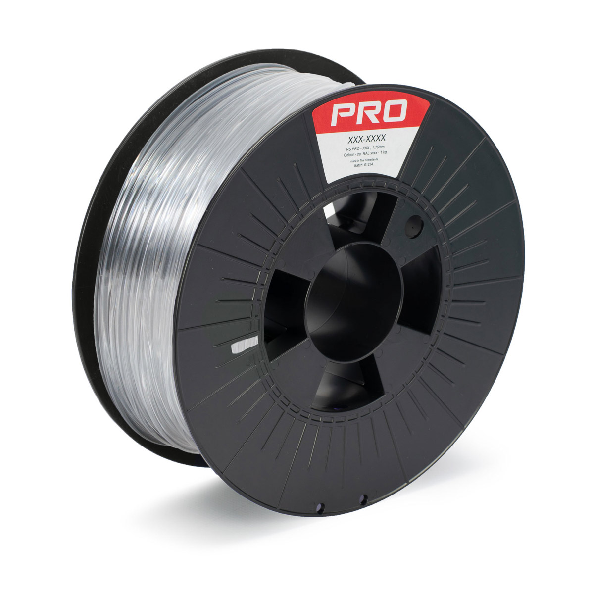 RS PRO 2.85mm Translucent Clear PET-G 3D Printer Filament, 1kg