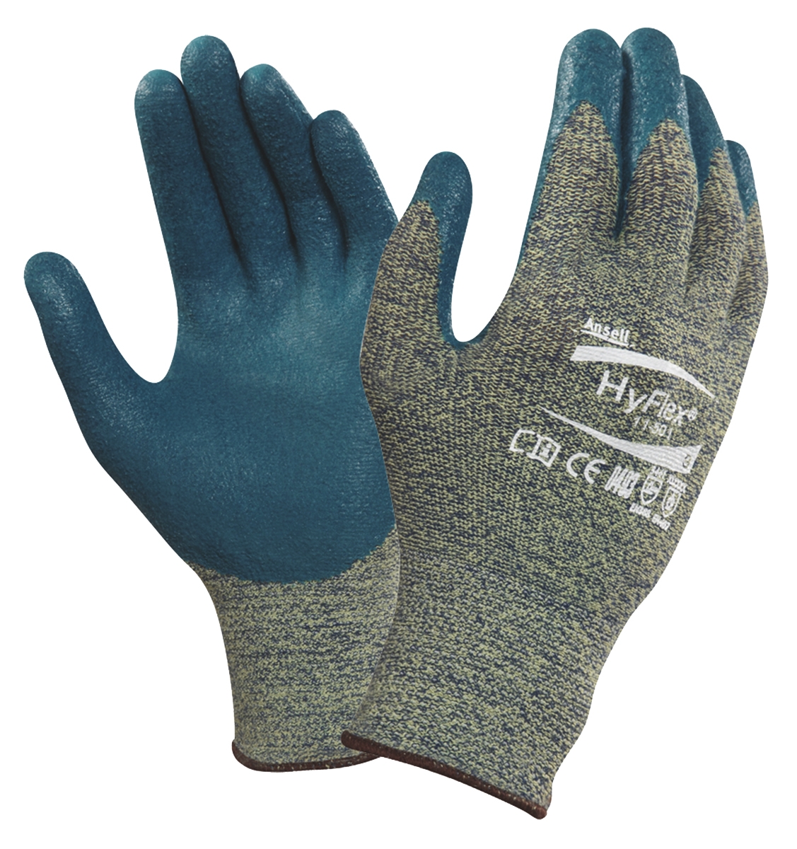 Ansell Hyflex Grey Nylon Kevlar Work Gloves, Size 10, Nitrile Foam Coating