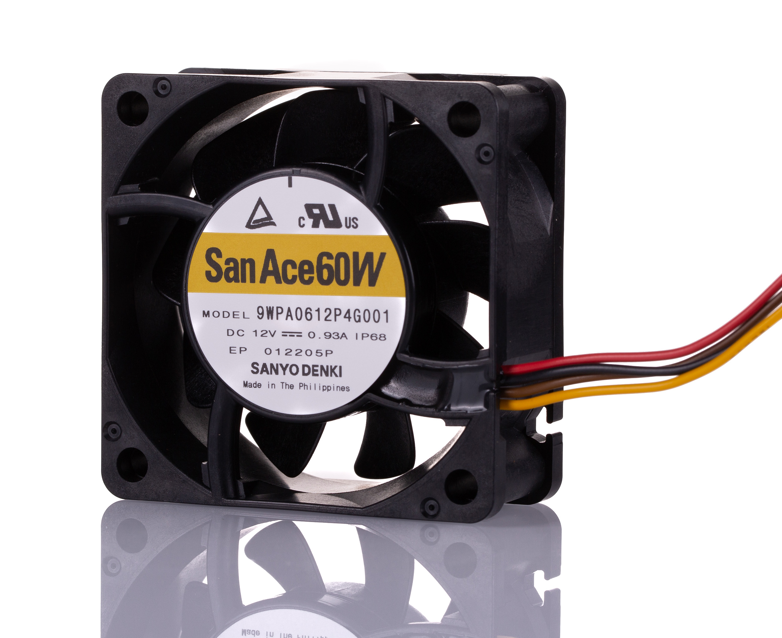 Sanyo Denki San Ace 60W Series Axial Fan, 12 V dc, DC Operation, 53.7cfm, 11.16W, 930mA Max, IP68, 60 x 60 x 25mm