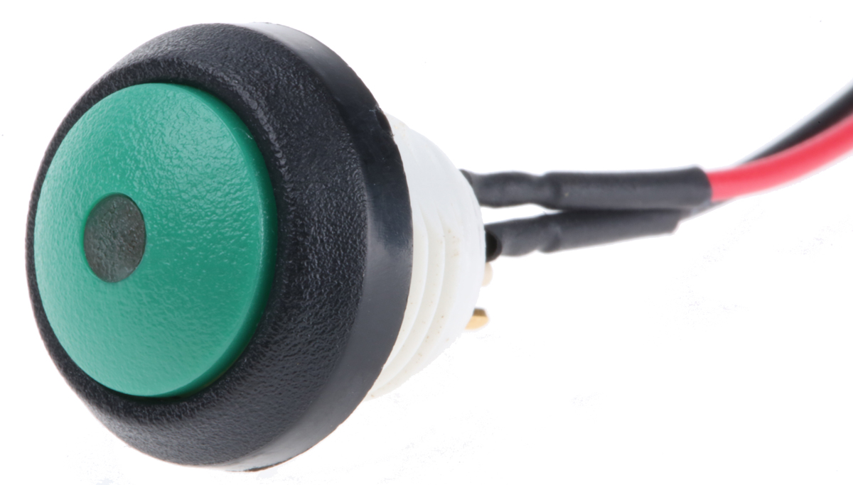 ITW Switches 48 Series Illuminated Push Button Switch, Latching, Panel Mount, 13.6mm Cutout, SPST, Red LED, 48V dc, IP67