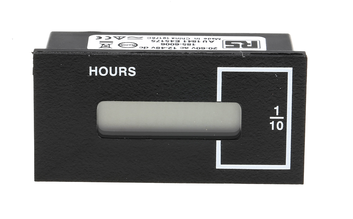 Curtis Hour Meter, 6 Digit LCD, 12 → 48 V dc, 20 → 60 V ac
