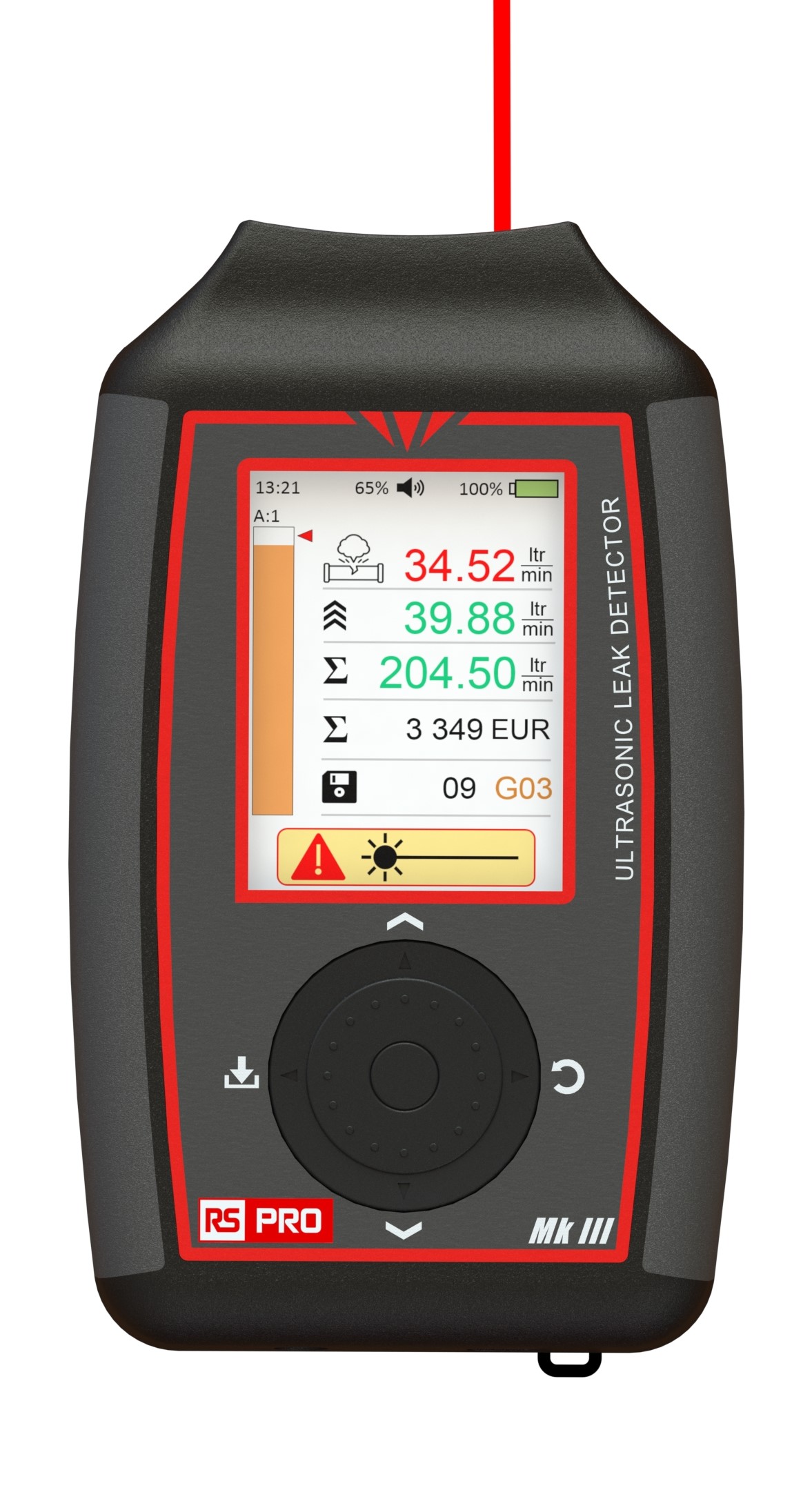 RS PRO Ultrasonic Leak Detector, 2.8in Display