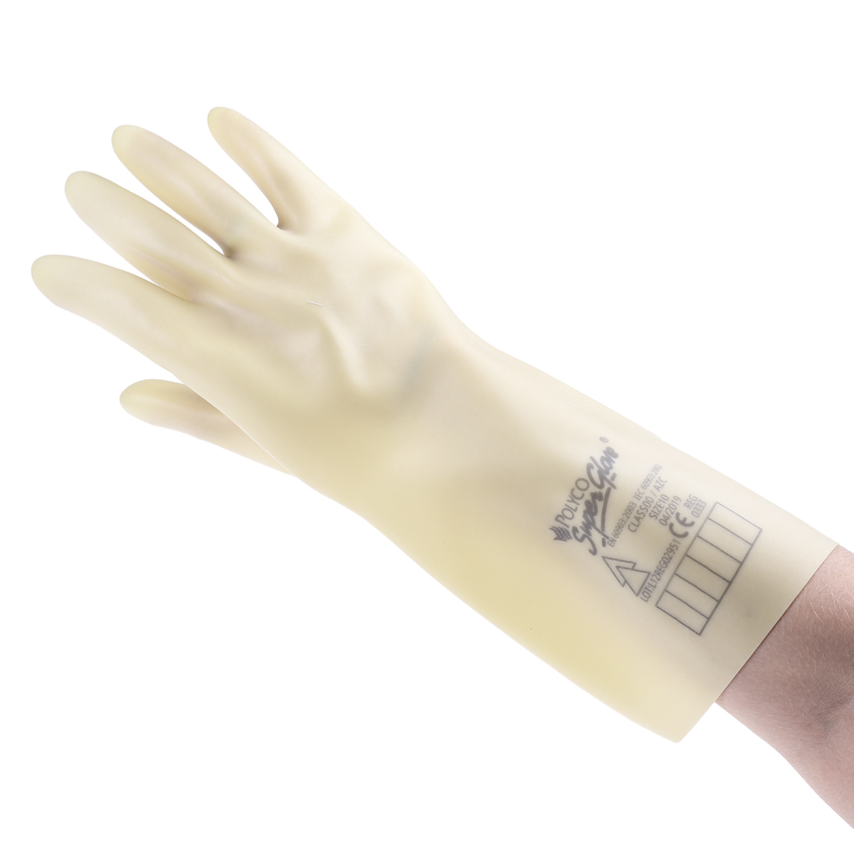 Polyco Healthline Electricians Gloves Yellow Latex Latex Electrical Insulating Gloves, Size 10, Latex Coating