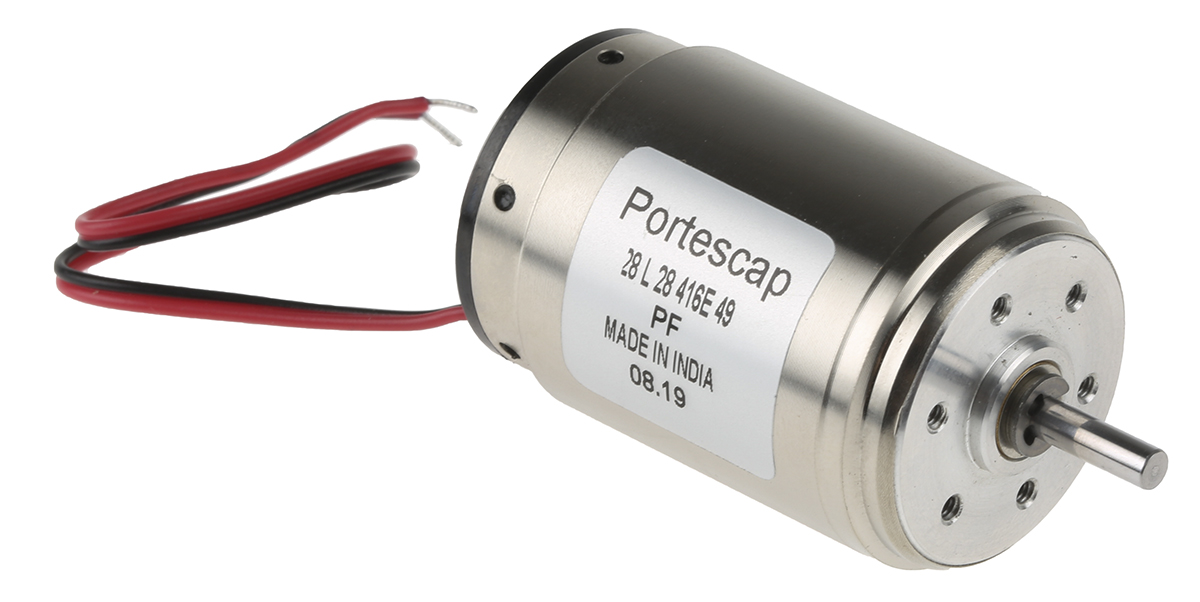 Portescap Brushed DC Motor, 11 W, 24 V dc, 21 mNm, 5600 rpm, 3mm Shaft Diameter