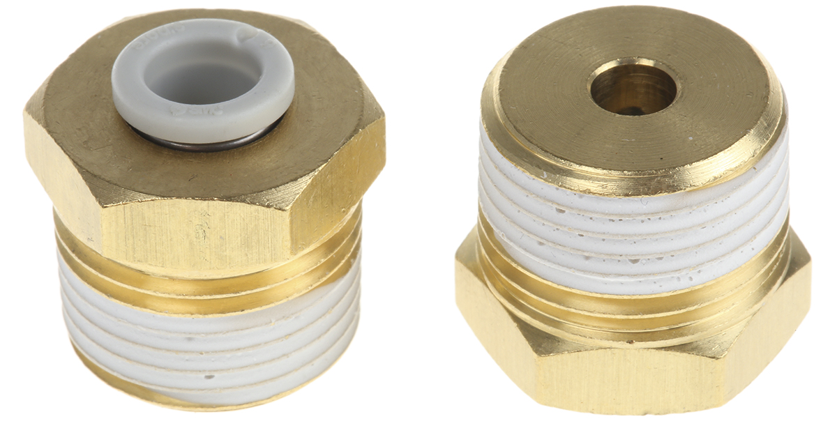 SMC KQ2 Series Straight Threaded Adaptor, R 3/8 Male to Push In 6 mm, Threaded-to-Tube Connection Style
