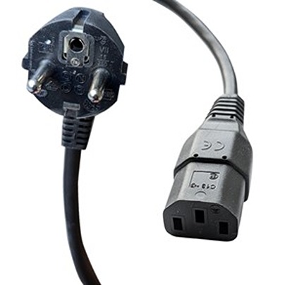 RS PRO Straight IEC C13 Socket to Right Angle CEE 7/7 Plug Power Cord, 2.5m