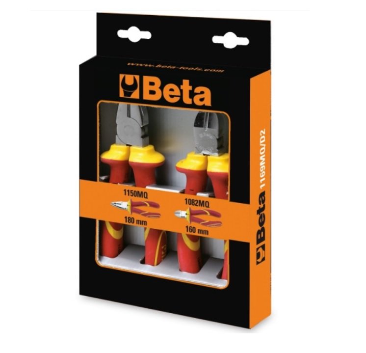 BETA 1169MQ/D2 2-Piece Plier Set, Straight Tip, VDE/1000V, 160 mm, 180 mm Overall