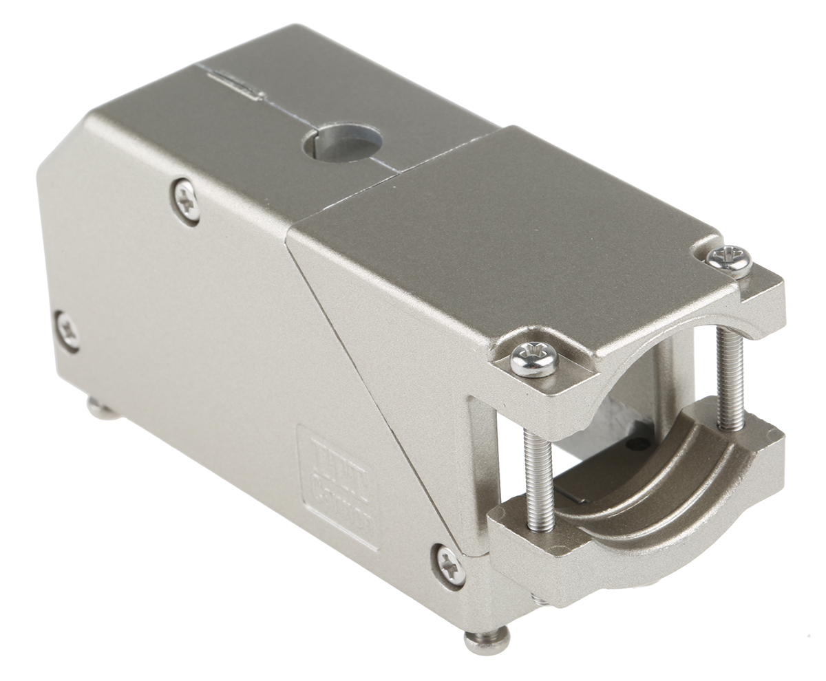ITT Cannon DL, DLM Series Aluminium Right Angle D Sub Backshell, 96 Way, Strain Relief