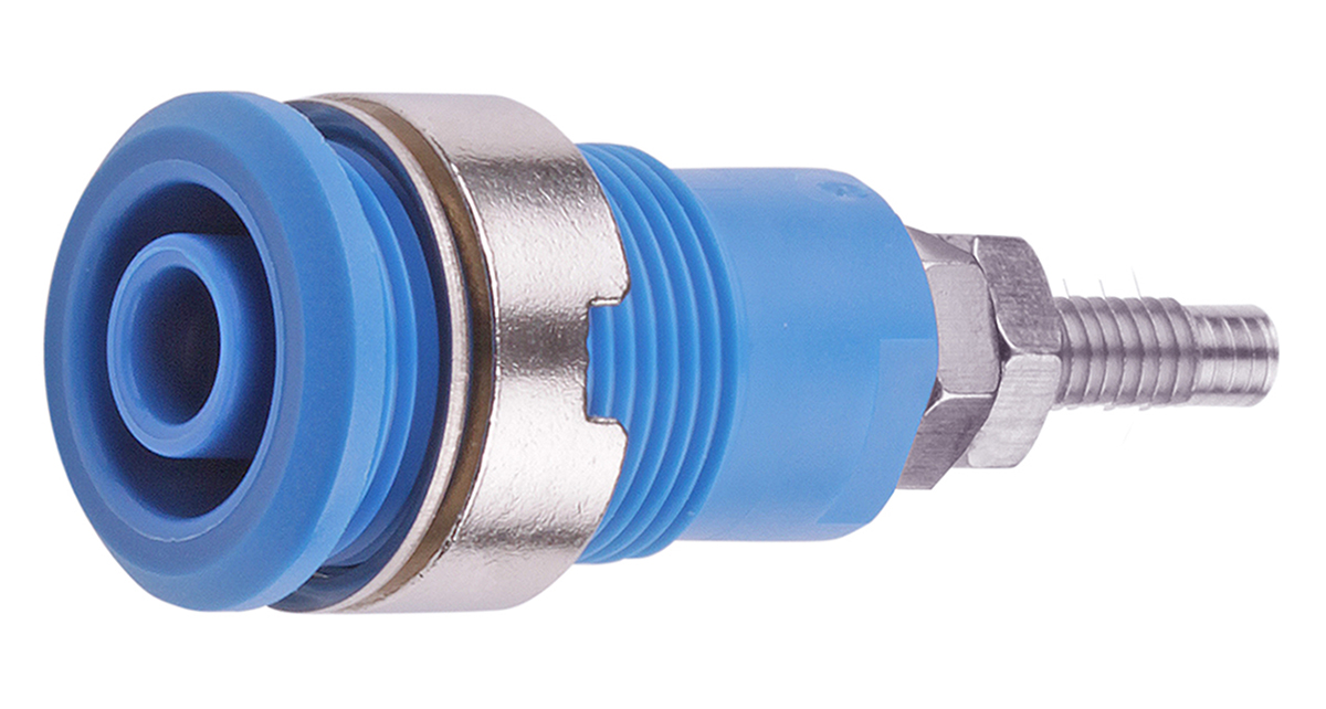 Staubli Blue Female Banana Socket, 4 mm Connector, Solder Termination, 32A, 1000V, Nickel Plating