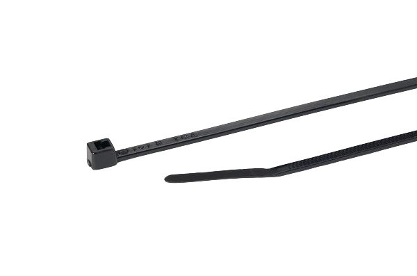 HellermannTyton Cable Tie, 100mm x 2.5 mm, Black Polyamide 6.6 (PA66), Pk-1000