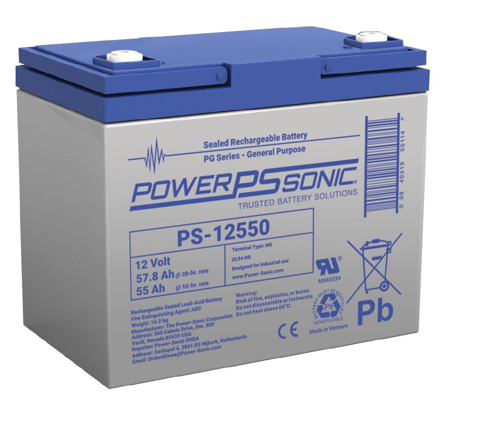 Power Sonic 12V M6 Sealed Lead Acid Battery, 57.8Ah