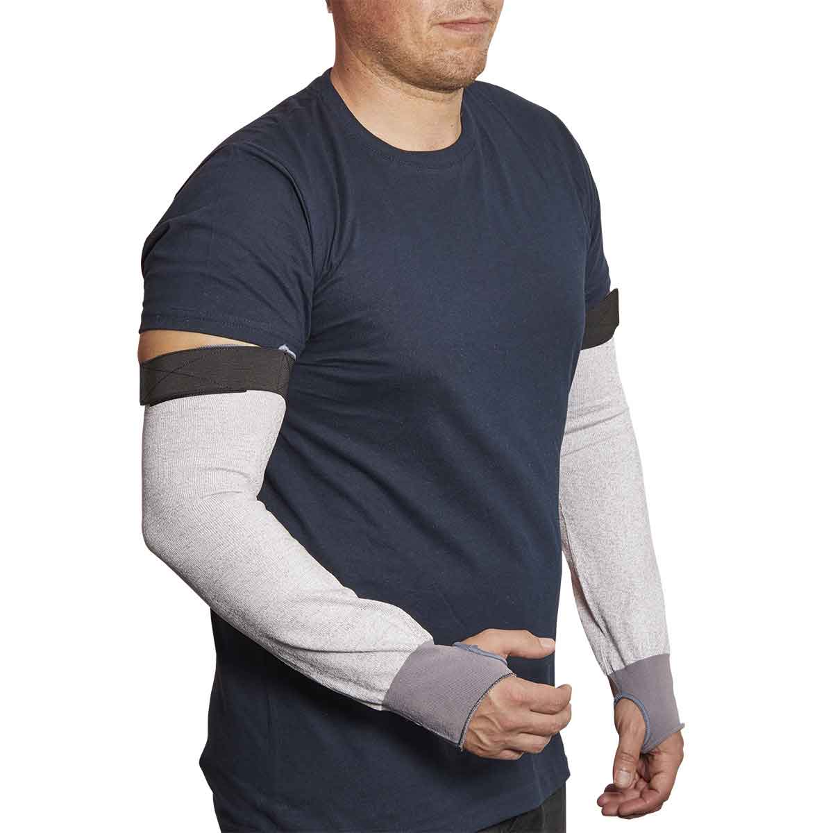 Lebon Protection MASTERSLEEVE/45/B Grey Reusable Elastane Protective Sleeve for Cut Resistant Use, 17.72in Length,
