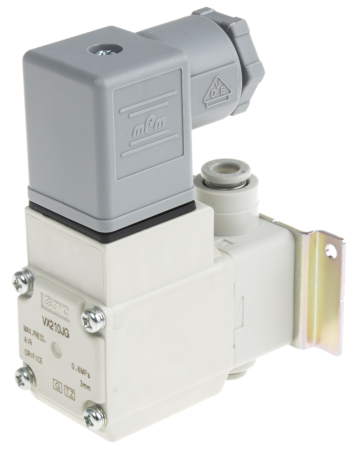 SMC 2/2 Pneumatic Solenoid Valve - Solenoid/Spring One-Touch Fitting 6 mm VX21 Series 24V dc