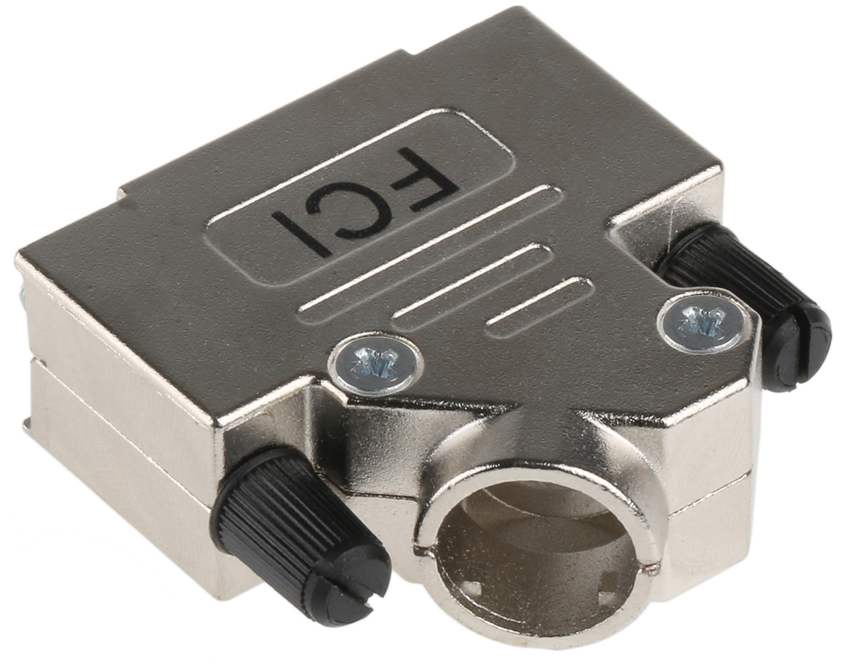Amphenol Communications Solutions 8655MHR Series Die Cast Zinc Angled D Sub Backshell, 15 Way, Strain Relief