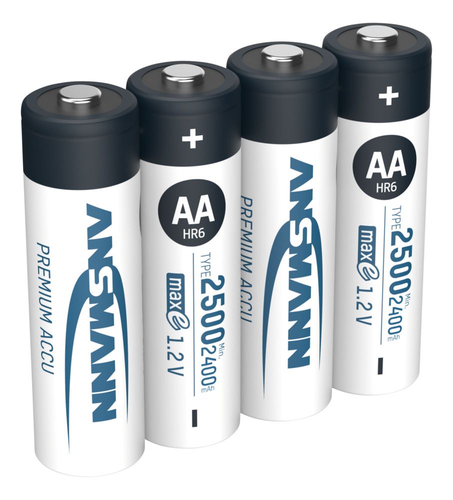 Ansmann MaxE AA NiMH Rechargeable AA Batteries, 2.5Ah, 1.2V - Pack of 4