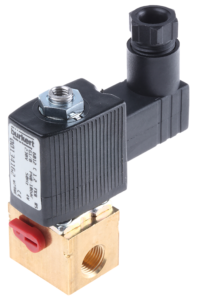 Burkert Solenoid Valve 134162, 2 Port, NC, 230 V ac 3.18 mm, 3.18 mm